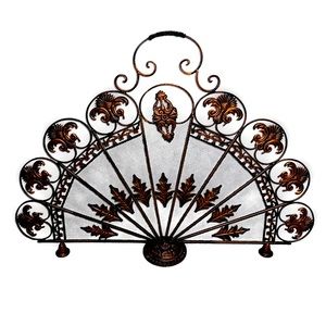 peacock fan style fireplace screen brushed bronze french Fluer De Lis
